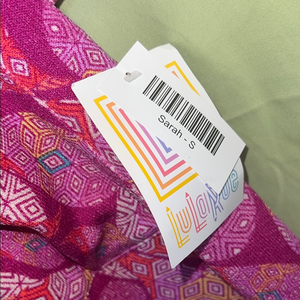 NWT LuluRoe Pink geometric Sarah Women's duster jacket - Picture 6 of 10